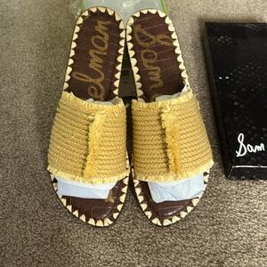 Sam Edelman Glenda Lemon Zest Raffia slide sandal